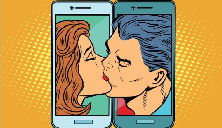 Dating Apps Man Woman Pop Art kissing